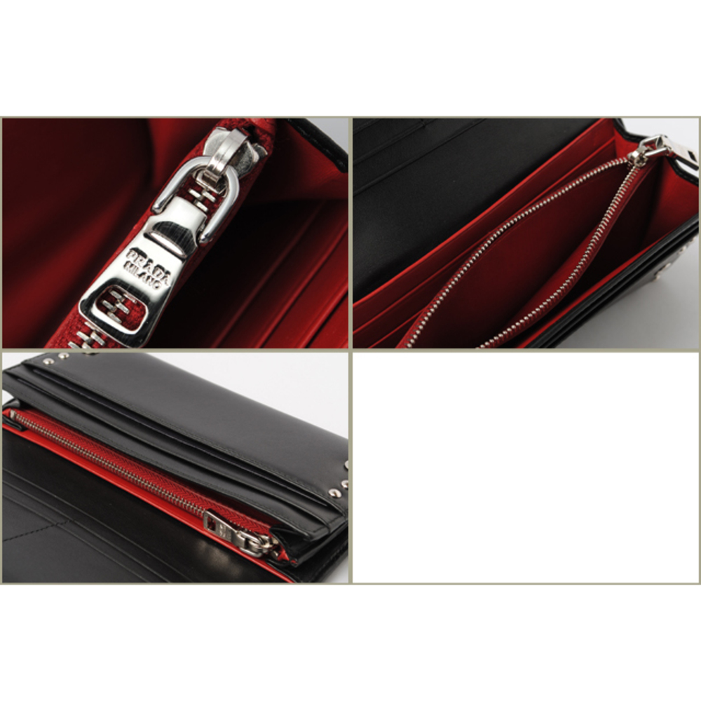 Prada Long Wallet Studded Soft Calf Black - image 3